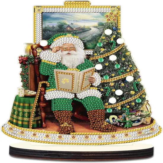 Green Santa Claus Christmas Diamond Art Tabletop Decoration {1}