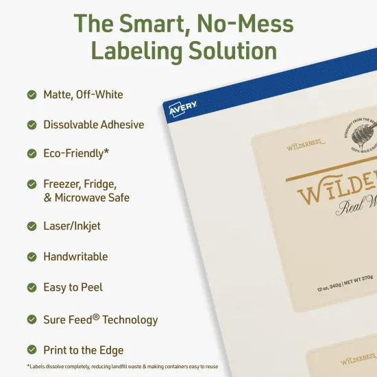 Avery Dissolvable Labels, 4" x 5" Rectangle {2}