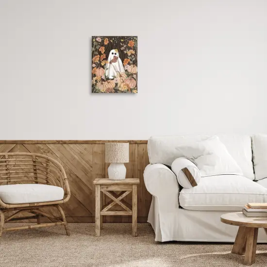 Stupell Industries Pumpkins & Ghost with Teddy Bear Canvas By Melissa Wang {2}