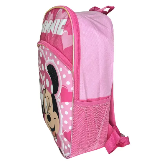 Disney Minnie 16" Pink School Backpack with Front and Side Pockets {4}