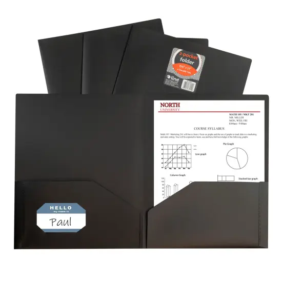 C-Line Poly 2-Pocket Portfolio Folder, Letter Size, Black, Pack of 25 {2}