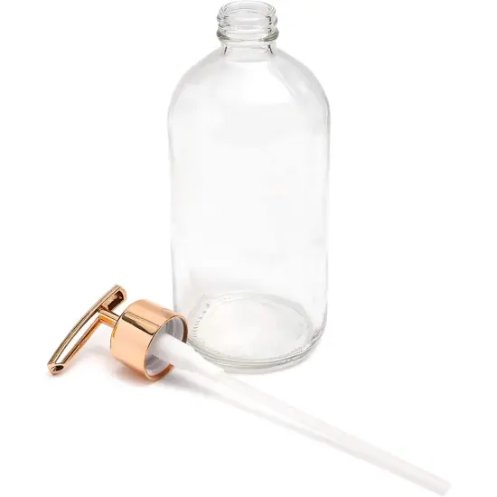 Juvale Clear Glass Soap Dispenser with Rose Gold Pump (16 oz, 2 Pack) {6}