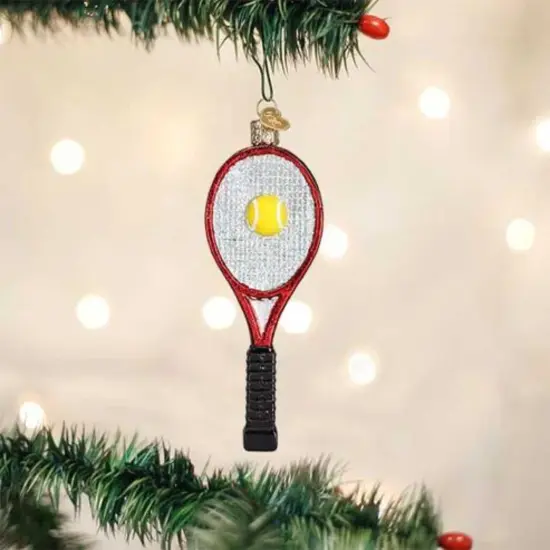 Old World Christmas 5.5 Inch Red Tennis Racquet Christmas Tree Ornament , Recreational Sport {3}