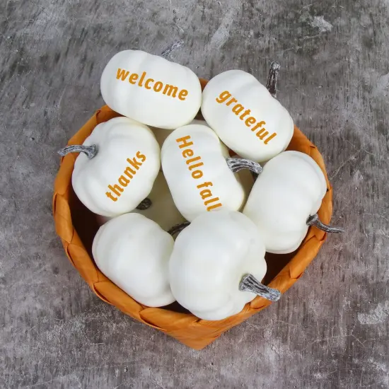12 PCS Halloween White Artificial Pumpkins {3}