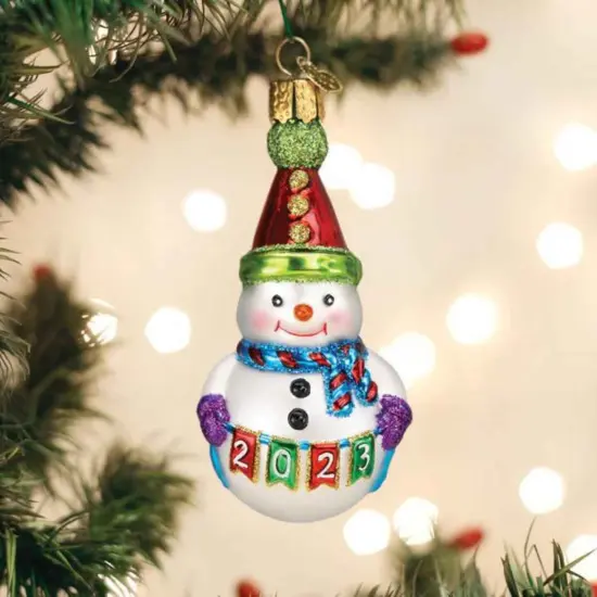 Old World Christmas 4.25 In 2023 Party Snowman Tree Ornament , Dated Banner Garland White {3}