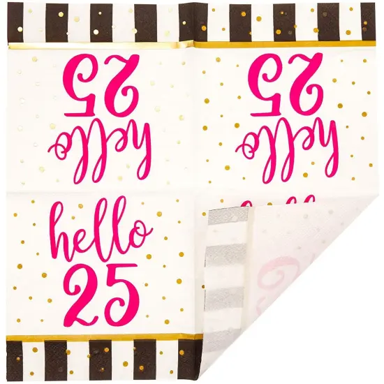 Hello 25 Party Paper Napkins (5 x 5 In, 50 Pack) White {5}