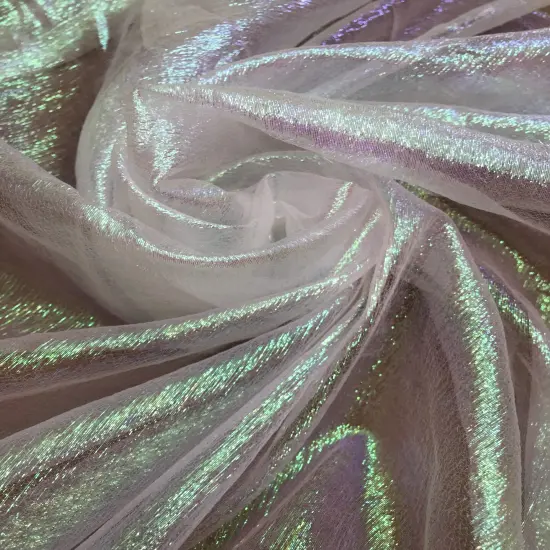1 Yard Iridescent White Crushed Organza Sheer, Lightweight Shimmer Fabric for Gowns, Costumes & Event D&eacute;cor 45&rdquo; Wide {1}