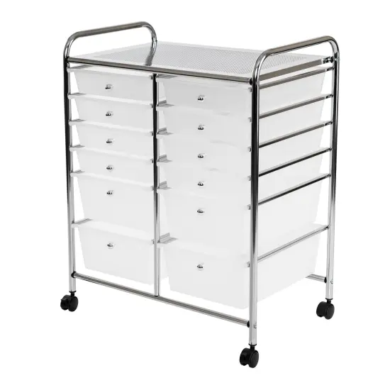 Seville Classics 12-Drawer Rolling Organizer Cart, 25.2" W x 15.2" D x 31.7" H {4}