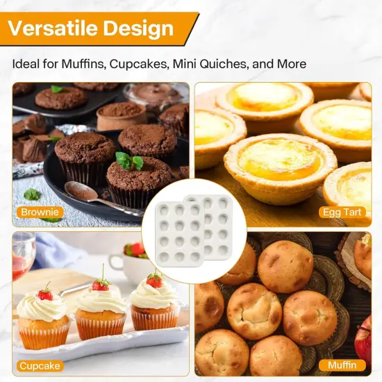 2-Pack Healthy Baking Cupcake Pan| Non Stick 12-Cup Muffin Pan | Durable & Easy Clean Muffin Tin | Perfect for Cupcakes, Muffins (Beige) {5}