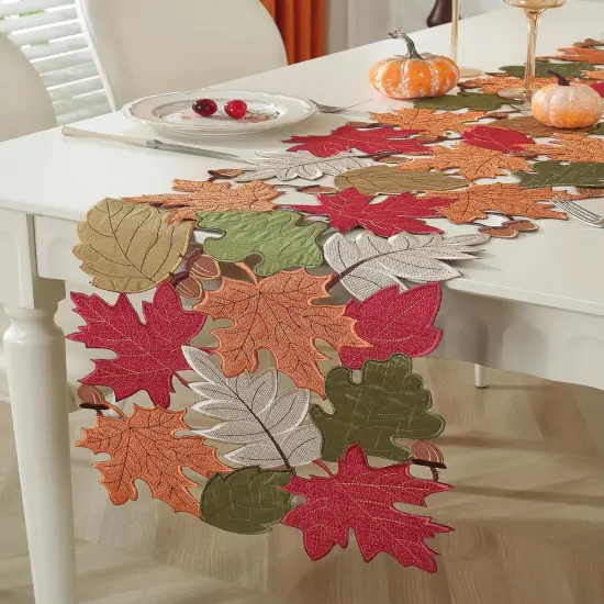 Embroidered Maple Leaf Fall Table Runner {1}