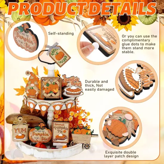 Set of 15 Fall Tiered Tray Decor Pumpkins {2}