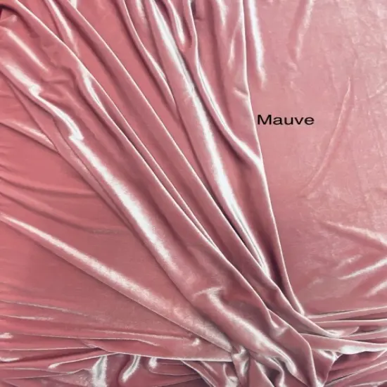 1 Yard Mauve Stretch Velvet Fabric with Soft Sheen and Fluid Draping 58/60 Inch Width {1}