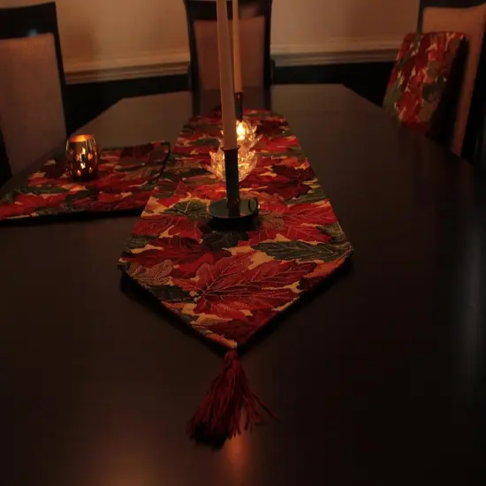 Leaves Autumn Fall Foliage Woven Table Runner {4}