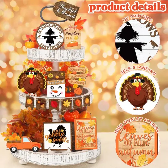 15 Pcs Fall Tiered Tray Decor Set {3}