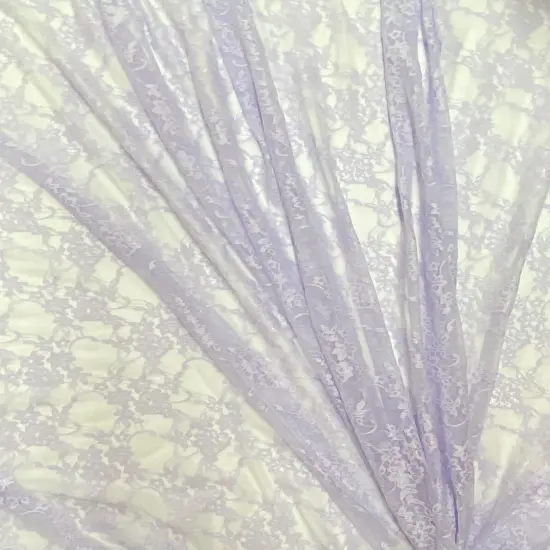 1 Yard Lavender Floral Lace Fabric Stretch Sheer Shimmery Nylon Spandex 58/60&Prime; Wide {3}