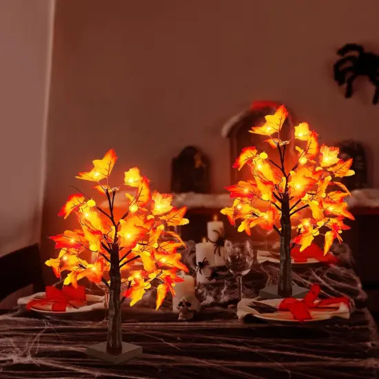 18'' Fall Thanksgiving Lighted Maple Tree with Timer {5}