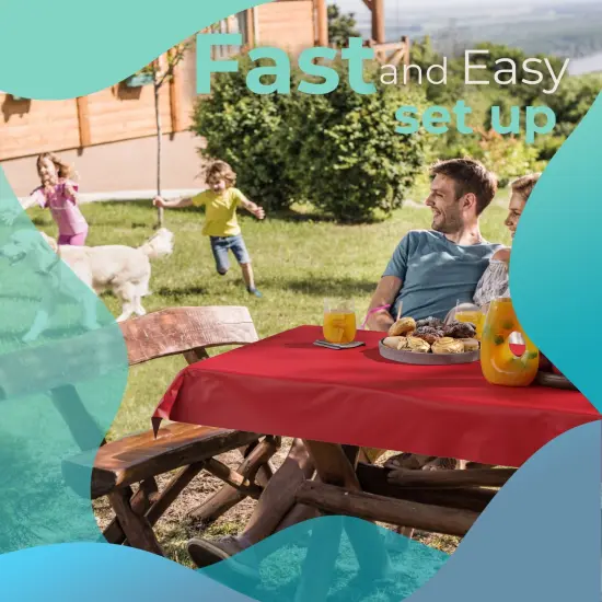 Exquisite Plastic Table Cover Roll &ndash; 40" x 100' Disposable Tablecloth Roll &ndash; Premium Thick 0.5 MIL Plastic Banquet Roll &ndash; Party Table Cover Roll for Events & Catering Red {5}