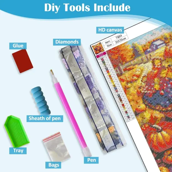 Fall Farm Pumpkin Basket Diamond Painting Kits for Adults {5}