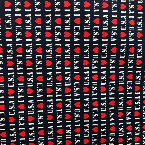 1 Yard I Love USA Print Cotton Fabric 58&Prime; Wide Patriotic Design for Crafts & Apparel {1}