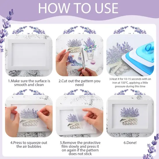 20 Sheets Lavender Rub on Transfers for Crafts {2}