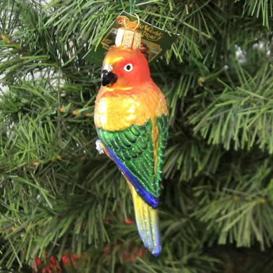 Old World Christmas 4.75 In Sun Conure Tree Ornament , Ornament Vocal Lively Orange {3}