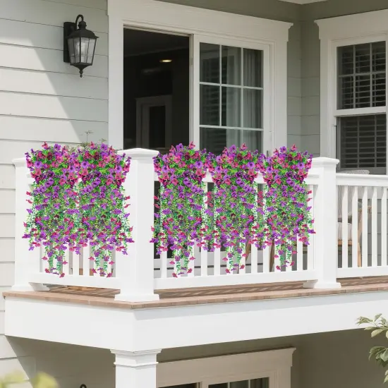 2 Pack Fake Hanging Flowers - (Purple & Rose Red) {5}