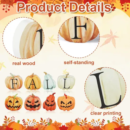 4 Pcs Fall Pumpkin Decor Double Side Halloween Decorations {2}