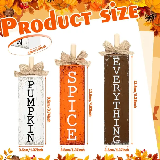 Pcs Fall Decorations for Home Fall Wood Block Sign Thanksgiving(Pumpkin Spice) {2}
