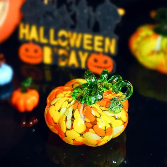 Hand Blown Glass Pumpkin Figurine for Decorations Fall {3}