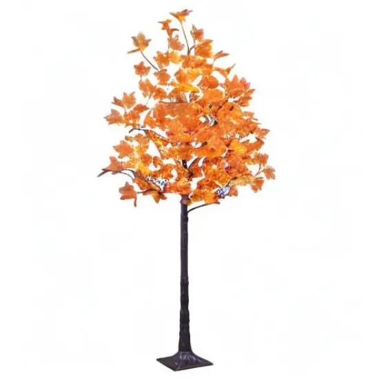 6FT 120LED Artificial Lighted Maple Tree Warm White Fall Decorations Indoor Ourdoor, Orange {2}