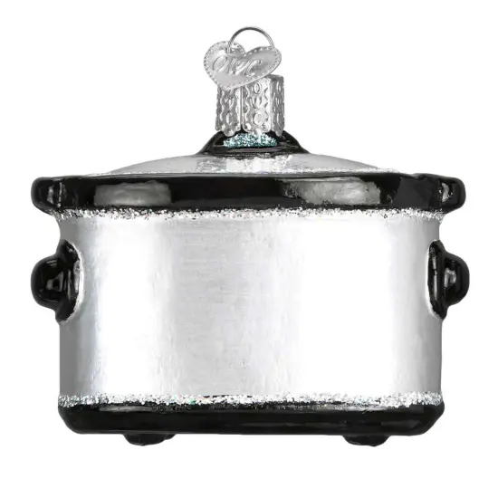 Old World Christmas 2.5 Inch Slow Cooker Tree Ornament , Ornament Dinner Glittered Silver {2}