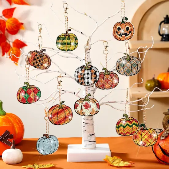 30 Pcs Halloween Diamond Art Keychains Painting Kits Double Sided {2}