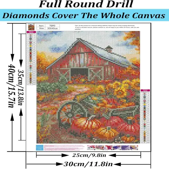 11.8x15.7 Inch - Farmhouse Pumpkin Cart Diamond Painting Kits for Adults {4}