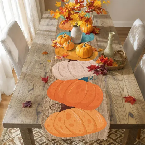 Fall Boho Polka Dots Pumpkin Table Runner {5}