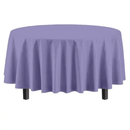 Exquisite Disposable Round Plastic Tablecloths &ndash; 6 Pack 84" Disposable Table Cloths &ndash; Indoor/Outdoor Party Tablecloth &ndash; Round Plastic Table Cover for Events & Party Supplies Lavender {6}