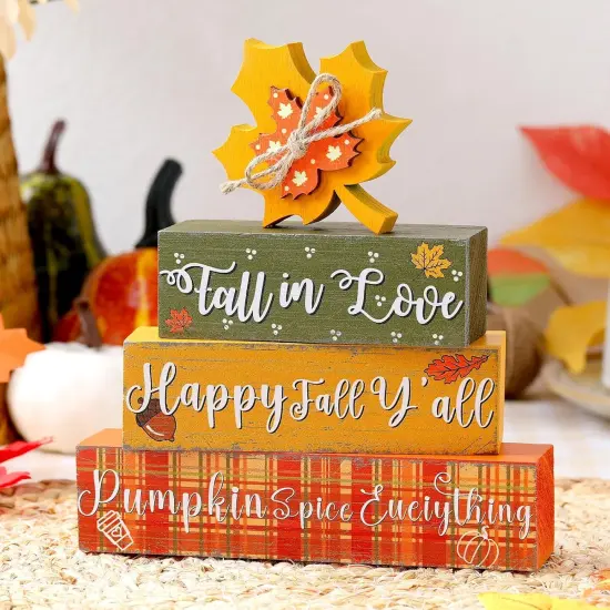 4 Pcs Fall Decorations Autumn Wooden Sign Maple Leaves {5}