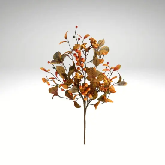 26" Faux Fall Berry Spray with Autumn Leaves &ndash; Thanksgiving Floral Spray-57160OR {2}