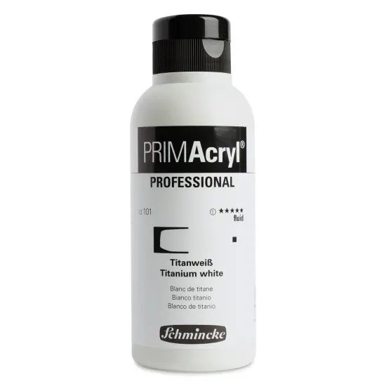 Schmincke Primacryl Professional Fluid Acrylic - Titanium White, 250 ml bottle {1}