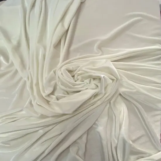 1 Yard Elegant Off White Stretch Velvet Fabric with Plush Texture and Smooth Draping Quality 58/60 Inch Wide {3}