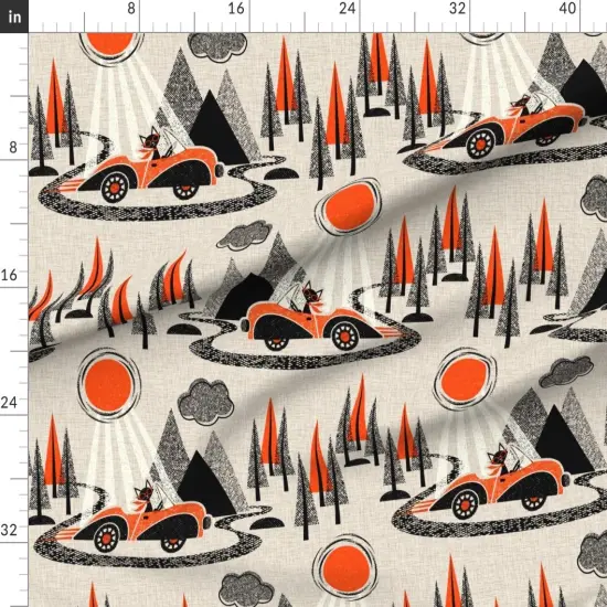 Various Fabrics by the Yard or Fat Quarter Cat Mid Century Sun Car Forest Toile Mountains Modern De Jouy Custom Printed Fabric by Spoonflower {1}