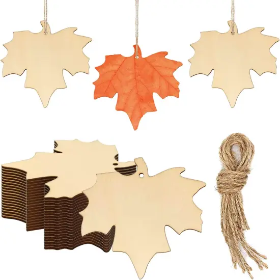 20pcs Maple Leaf Wood DIY Crafts Cutouts Wooden Maple Leaf Shaped {1}
