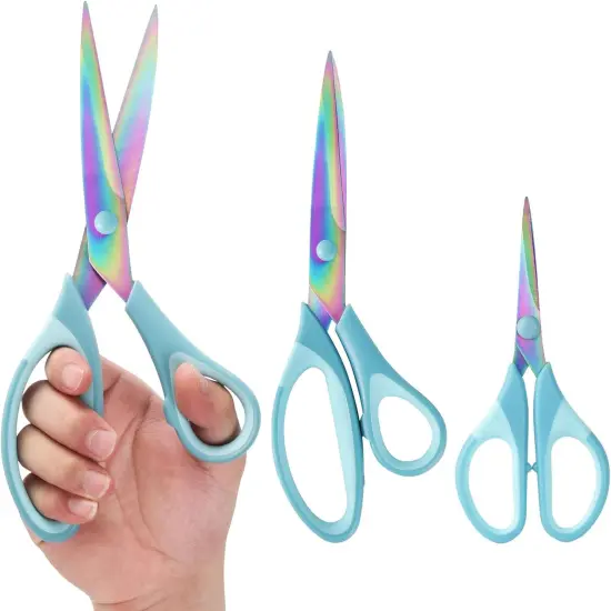 Scissors All Purpose, Sharp Titanium Blades Shears, Rubber Comfort Grip Handle, Multipurpose scissors 3 pack, Great for Office, Fabric, Craft, Sewing, Arts, School and Home Supplies, Blue {1}