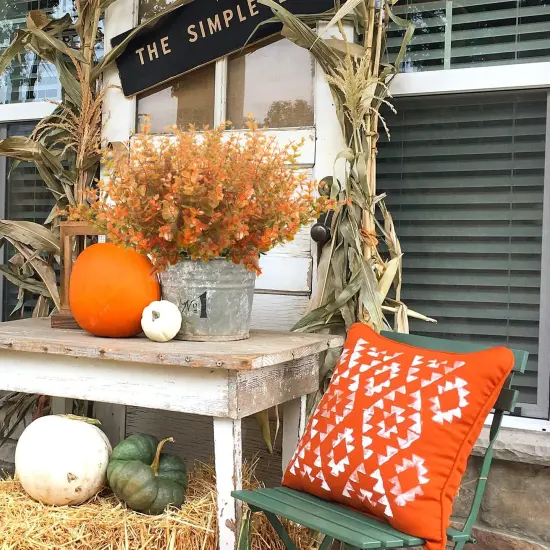 10 Bundle Artificial Fall Boxwood No Fade Faux Autumn Plants {3}