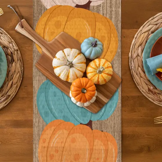 Fall Boho Polka Dots Pumpkin Table Runner {4}