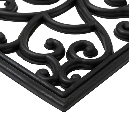 Northlight Black Scroll "Welcome" Door Mat 18" x 30" {7}