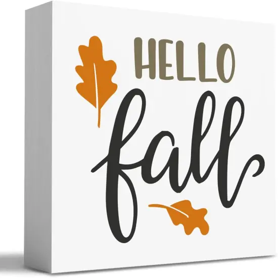 Fall Wooden Box Sign for Tiered Tray - 5.1 X 5.1 Inch {1}