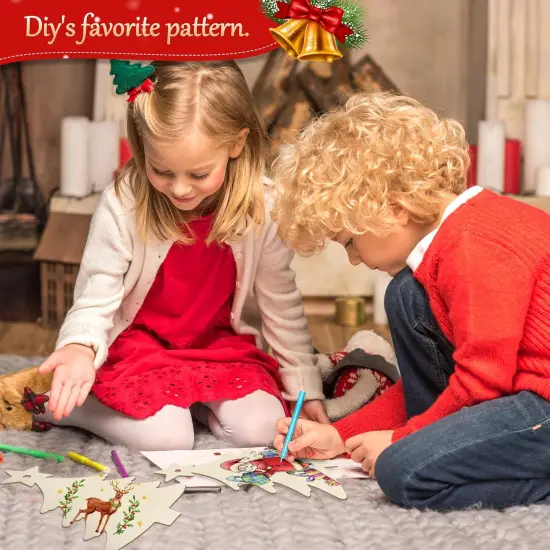 3Pack 7 inches-Wooden Christmas Ornaments to Paint Christmas Tree Decoration {3}