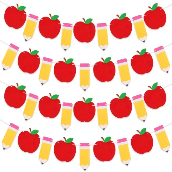 4Pcs Pencil Apples Felt Banner {1}