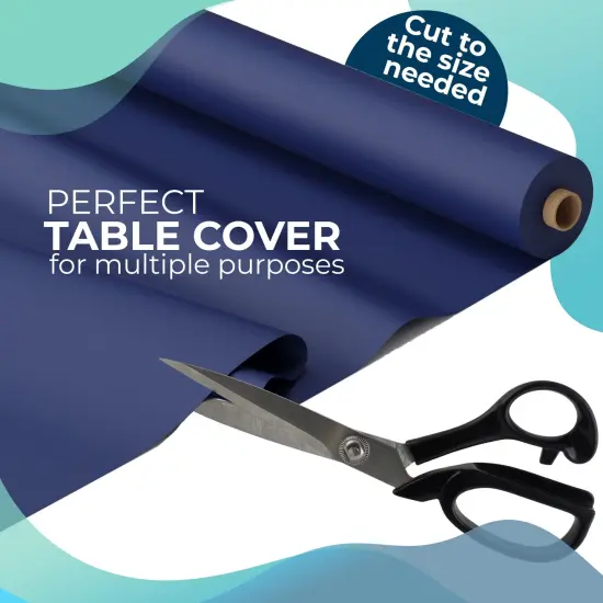 Exquisite Plastic Table Cover Roll &ndash; 40" x 100' Disposable Tablecloth Roll &ndash; Premium Thick 0.5 MIL Plastic Banquet Roll &ndash; Party Table Cover Roll for Events & Catering Navy Blue {3}