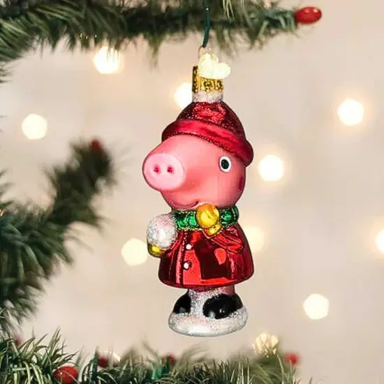 Old World Christmas 4.0 Inch Peppa Pig With Snowball Christmas Tree Ornament , Cartoon Children's Series Pink {3}